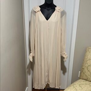 Anthropologie Cream Long Sleeve Dress
